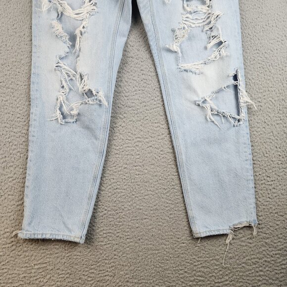 American Eagle Jeans Womens 4 Blue Curvy Mom Jean Distressed Stretch High Waist - Picture 9 of 13